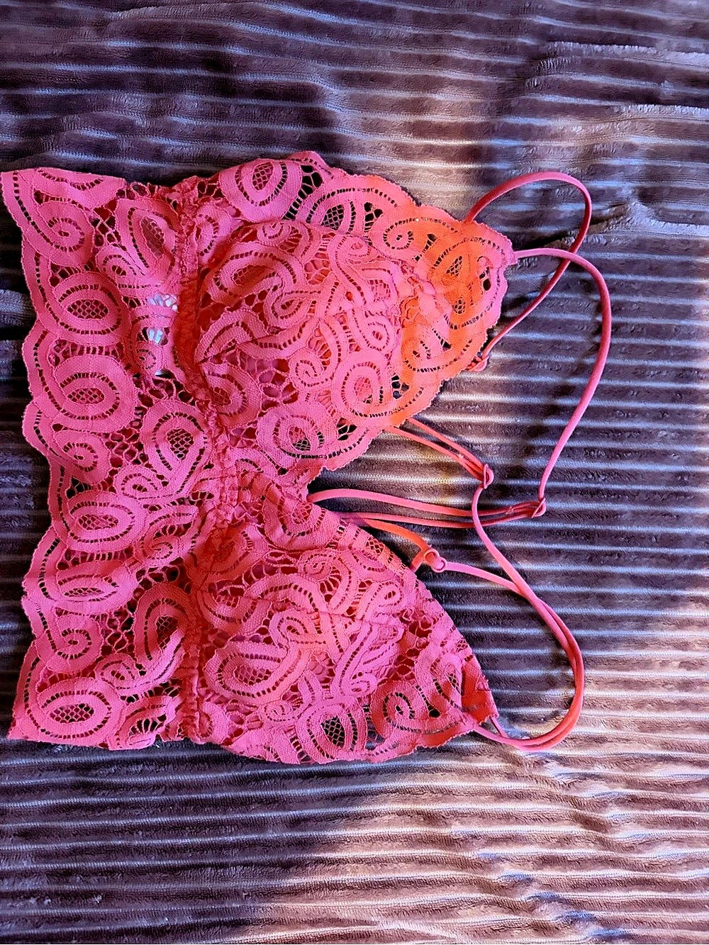 PINK Victoria's Secret PINK Logo Strappy Back Lace Bralette Pink